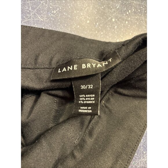 Lane Bryant Wide Leg Trousers Black Stretch Elastic Waist Pockets Sz 30/32 - Picture 5 of 9